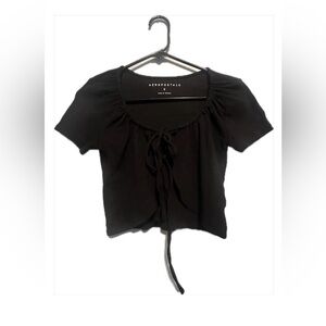 Aeropostale Black Tie Open Front Crop Top